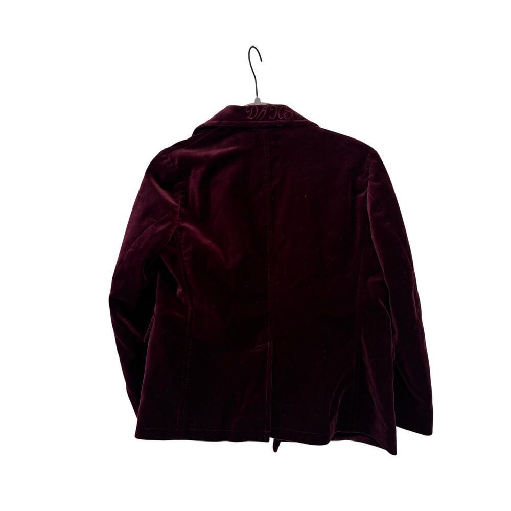DAKS Little Kids Velvet Blazer Jacket Burgundy Double Breasted Size 130 Luxury - Picture 10 of 10